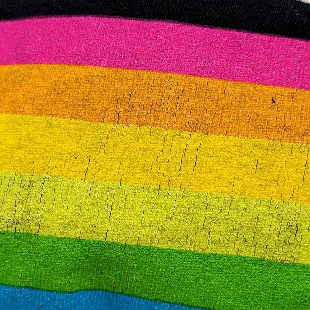 Polaroid Long Sleeve Graphic Tee With Rainbow Stripes On Back & Sleeves - 4X - Picture 7 of 16